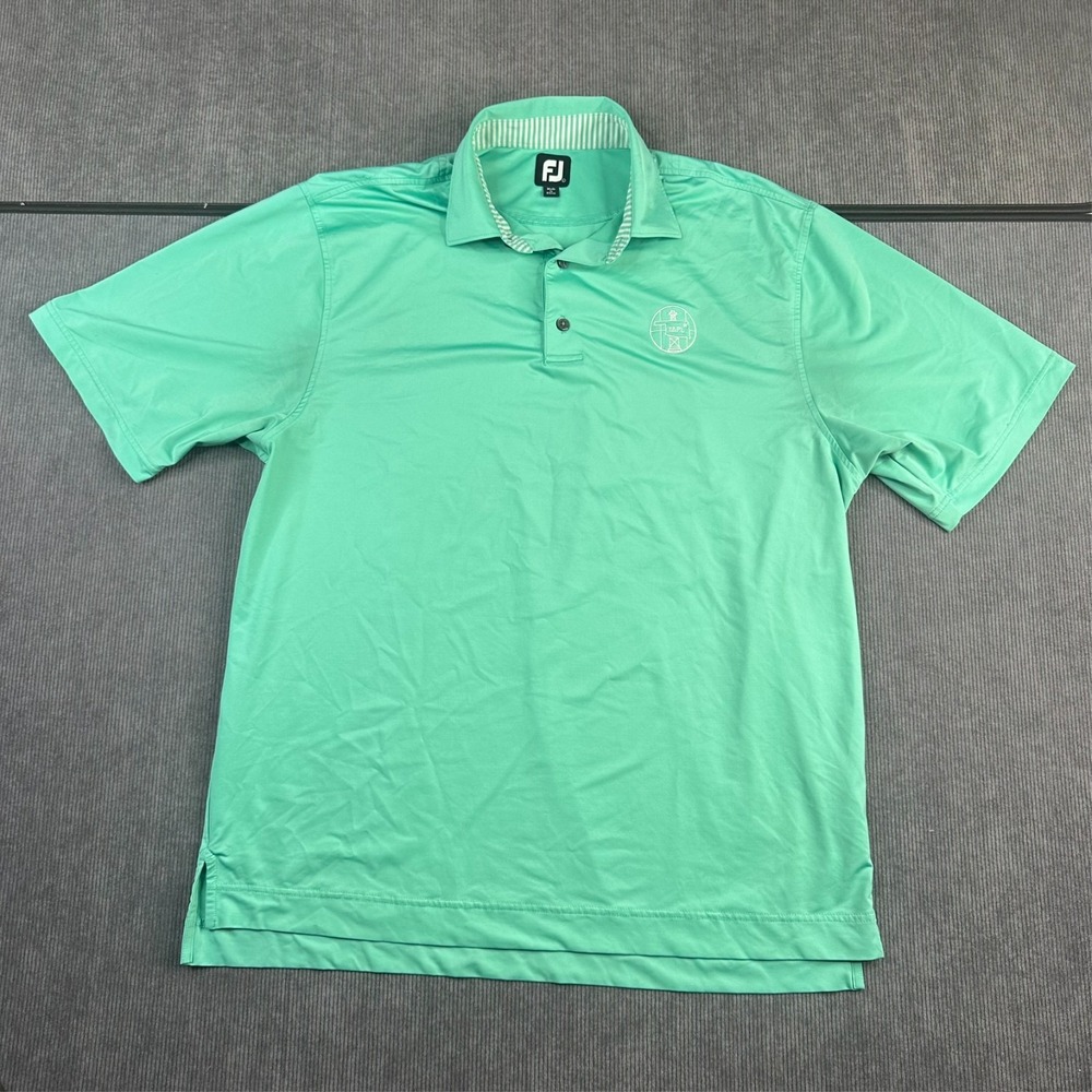 FootJoy Mens Golf Polo Shirt Large Mint Green TAPL Logo Performance Short Sleeve
